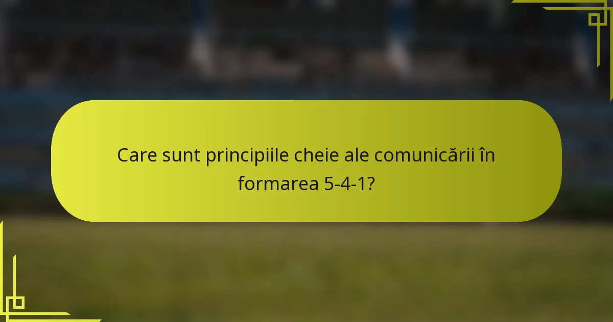 Care sunt principiile cheie ale comunicării în formarea 5-4-1?