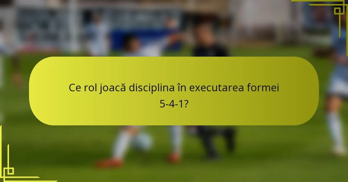 Ce rol joacă disciplina în executarea formei 5-4-1?