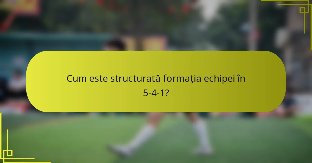 Cum este structurată formația echipei în 5-4-1?