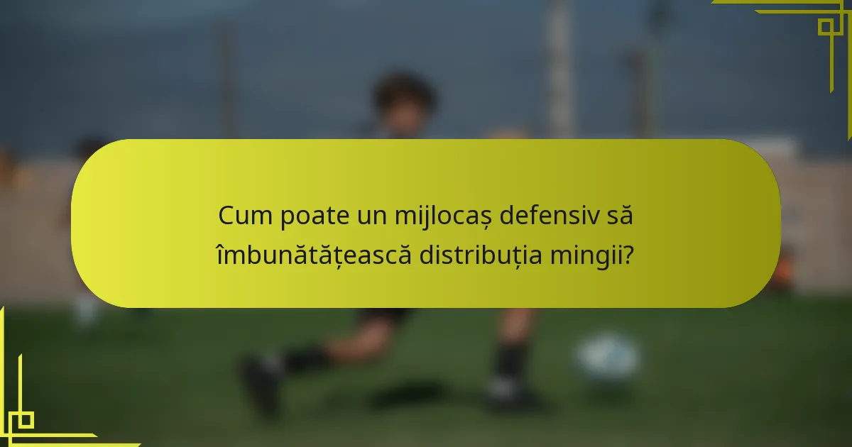 Cum poate un mijlocaș defensiv să îmbunătățească distribuția mingii?