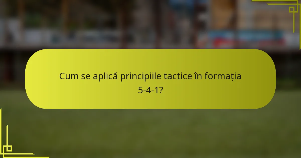 Cum se aplică principiile tactice în formația 5-4-1?